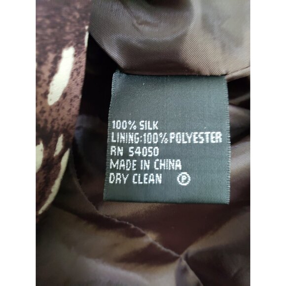 Kasper Womens 16 Blazer Brown Cream Business Office Career 100% Silk Lined - Picture 6 of 6